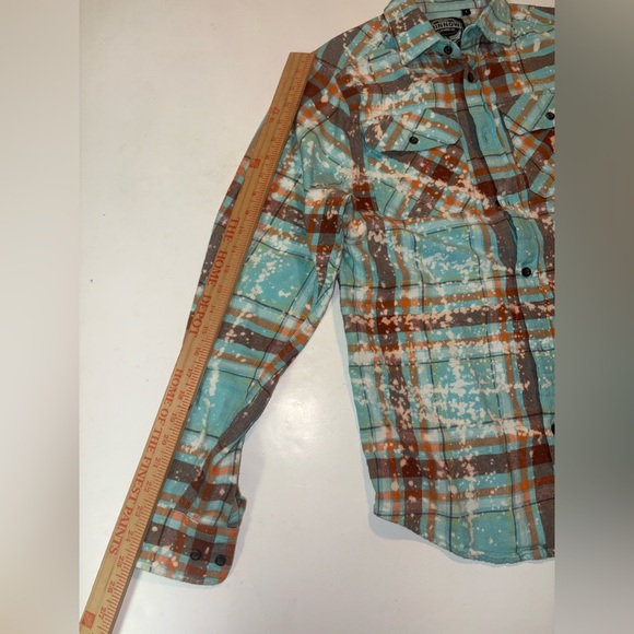 Angry Minnow Womens S Flannel Shirt Teal Life Can Be Amazing Right Kind Weird - Picture 8 of 9